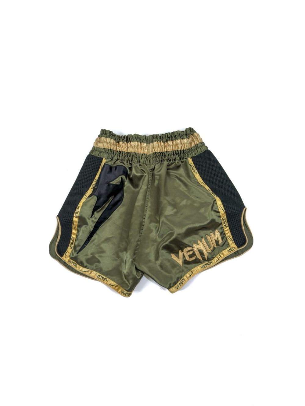 Venum Muay Thai Shorts Mens XL | Olive/Gold/Black | Satin | Thaiboxing MMA